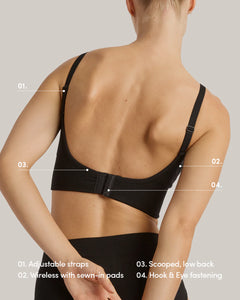 Wireless Low Back Bra In Black