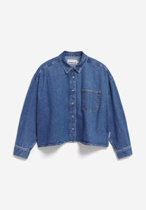 Nalaani Denim Blouse In Mid Blue