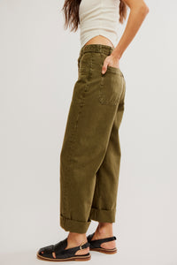 Palmer Cuffed Jean In Army Green