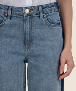 Charlotte High Rise Wide Leg Denim In Shadow Stripe