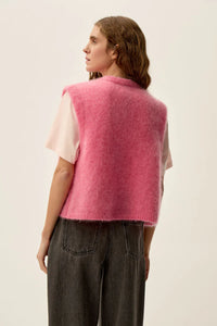 Bunny Mohair Vest In Bubble Pink