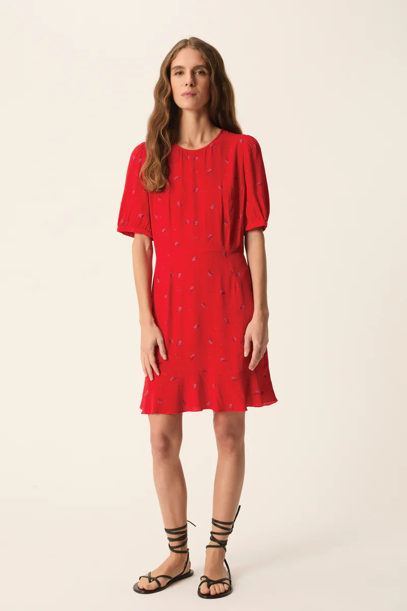 Eleana Floral Mini Dress In Red