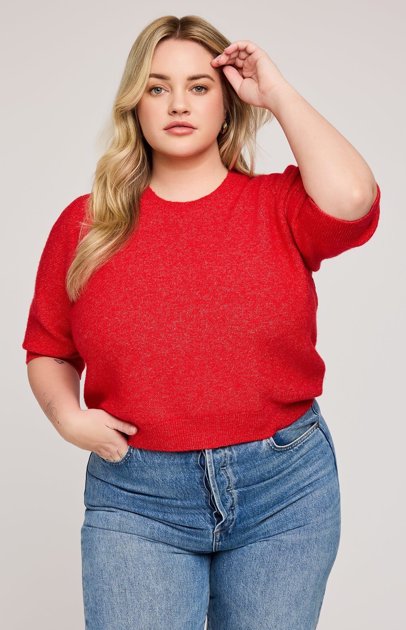 Marisol Knit Top In Heather Red