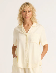 Vegan Silk Short Sleeve Sleep Shirt In Pearl