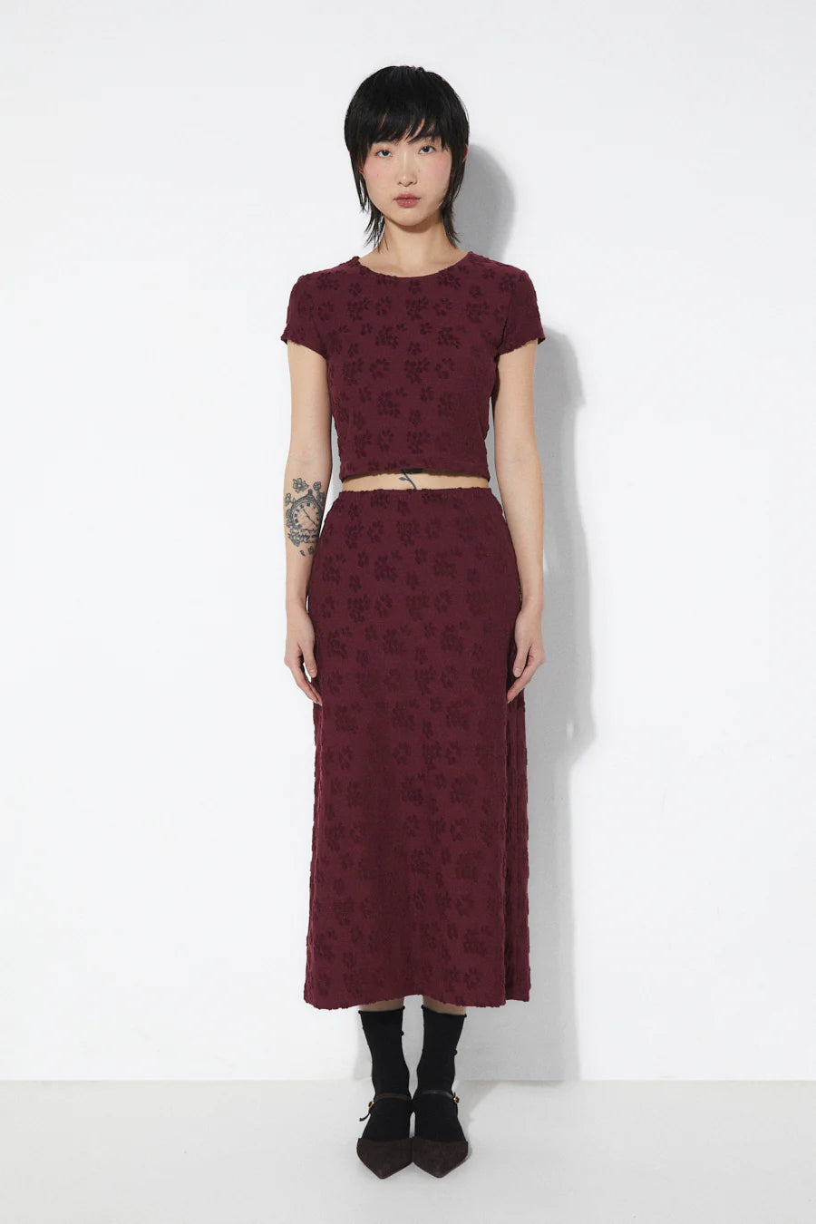 Gloria Knit T-Shirt In Burgundy