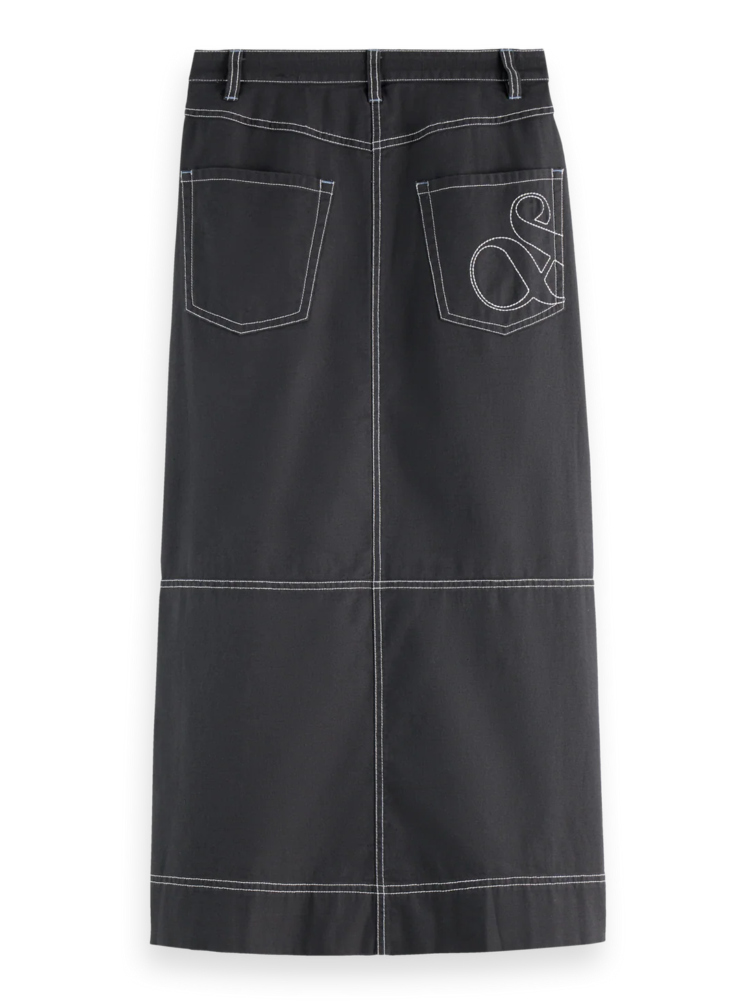 Workwear Front Slit Midi Skirt In Charcoal Art