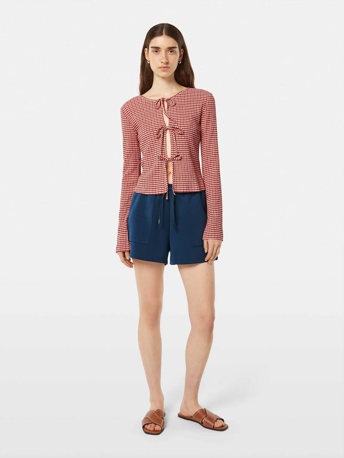 Gingham Tie Top In Roadside Red & Cotton Candy