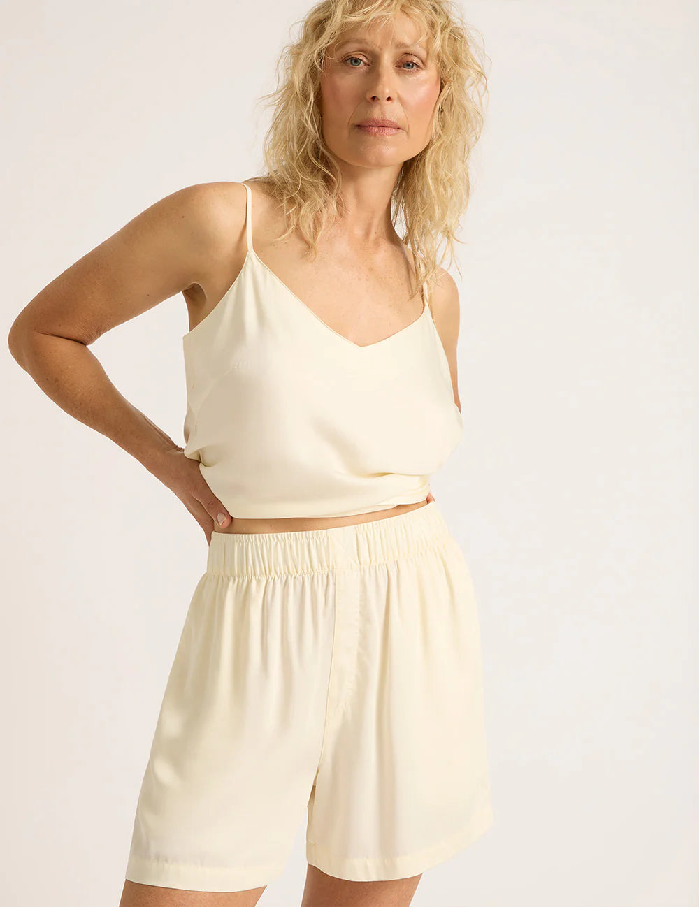 Vegan Silk Sleep Cami In Pearl