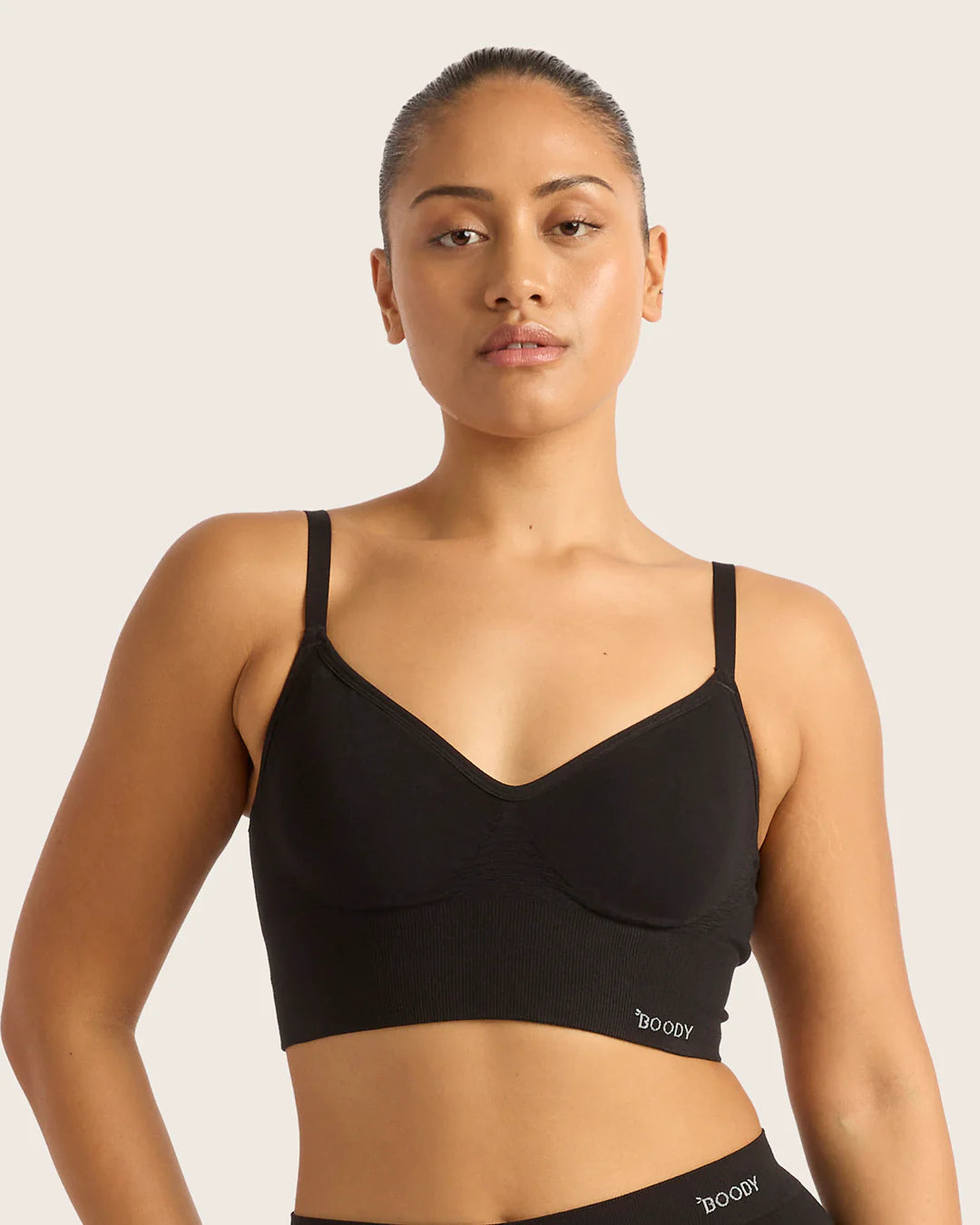 Wireless Low Back Bra In Black