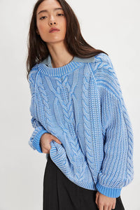 Frankie Cable Knit Sweater In Della Robbia Blue