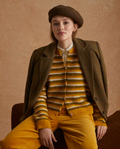 Green and Yellow Striped Cardigan