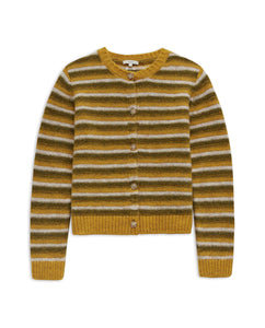 Green and Yellow Striped Cardigan