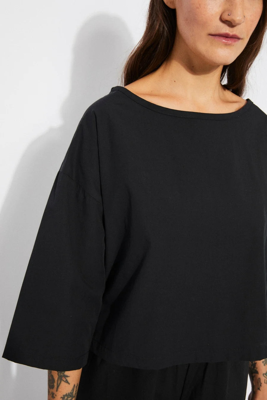 Randal Poplin Top In Black