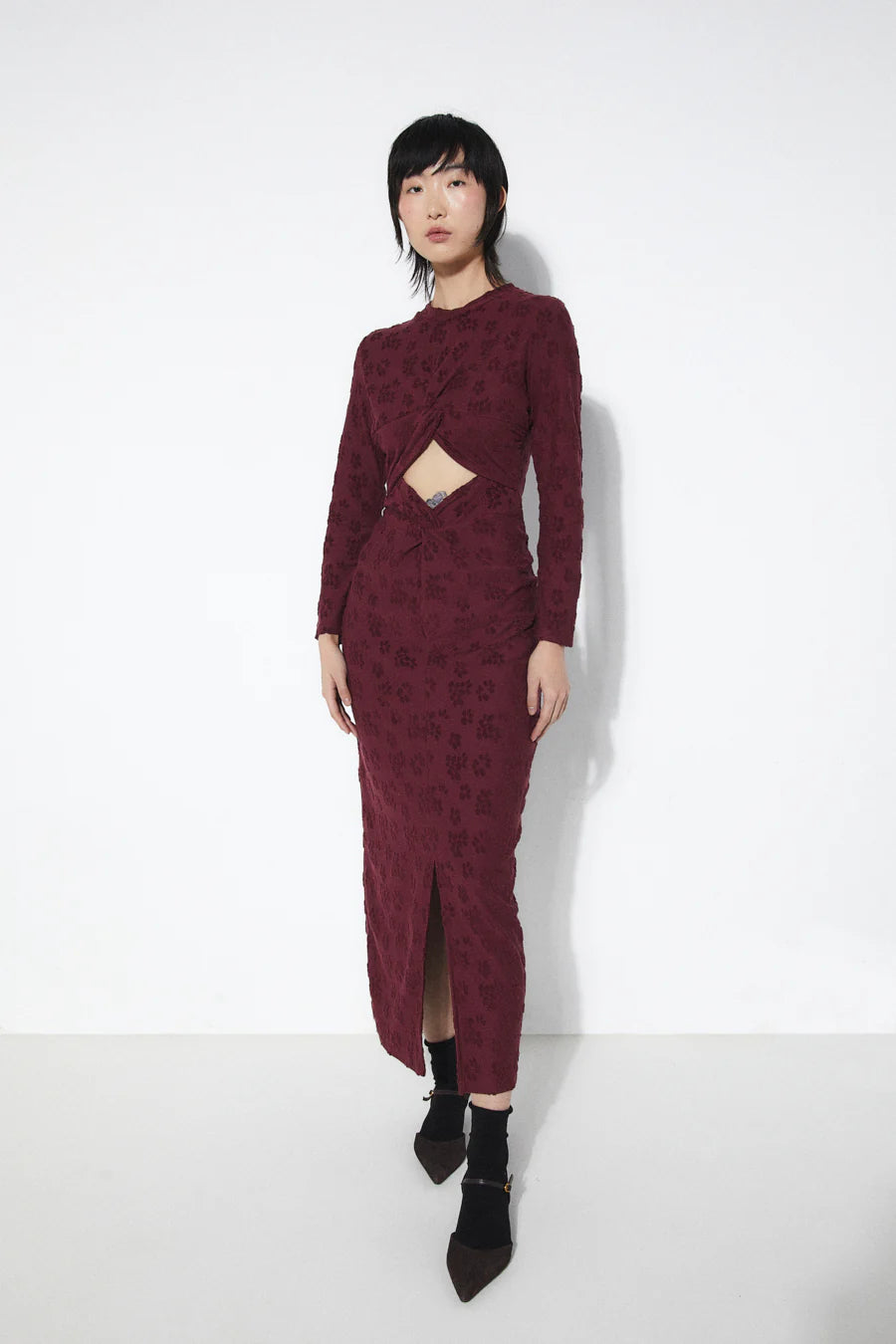 Barbara Knit Dress In Burgundy