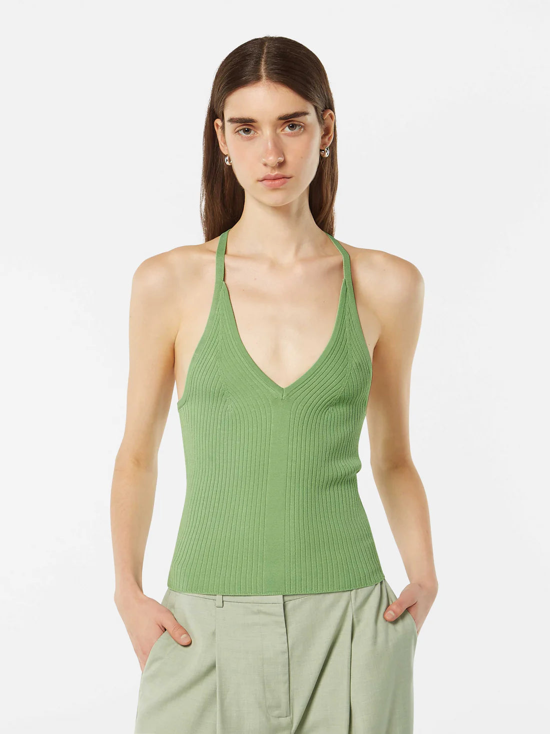 Rib Racer Knit Tank In Pistachio
