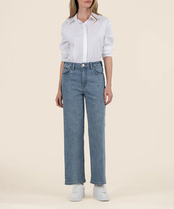 Charlotte High Rise Wide Leg Denim In Shadow Stripe