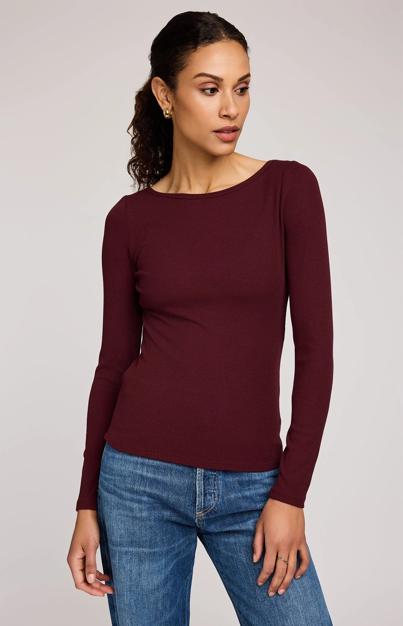 Ingrid Knit Top In Merlot