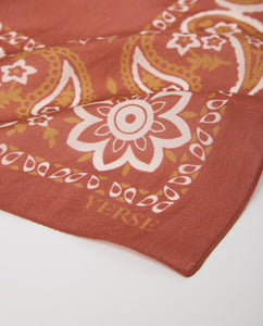 Silk Paisley Bandana In Terracotta