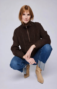 Georgie 1/4 Zip Sweater In Heather Espresso