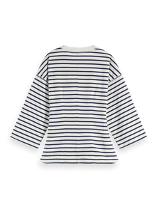 Washed Stripe Breton Top In Navy White