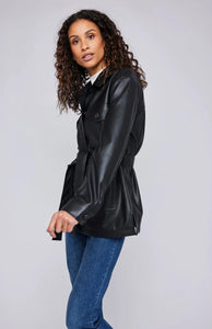 Grenadine Belted Faux Leather Jacket