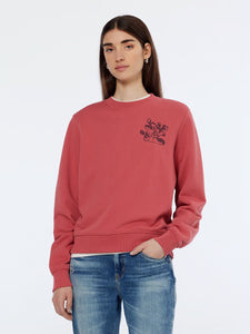 Floral Artwork Sweatshirt In Dusty Red