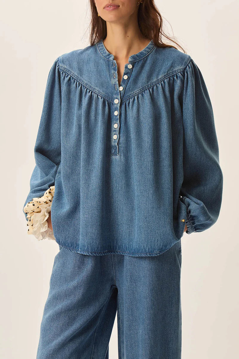 Laura Denim Blouse In Bleach