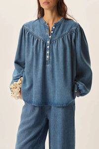 Laura Denim Blouse In Bleach