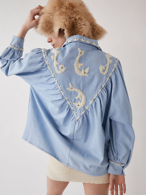 Yazuri Denim Cotton Shirt