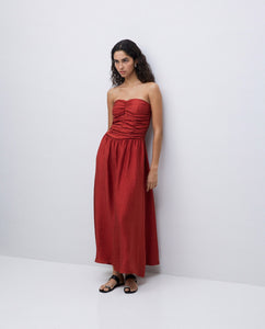 Long Draped Dress In Terracotta
