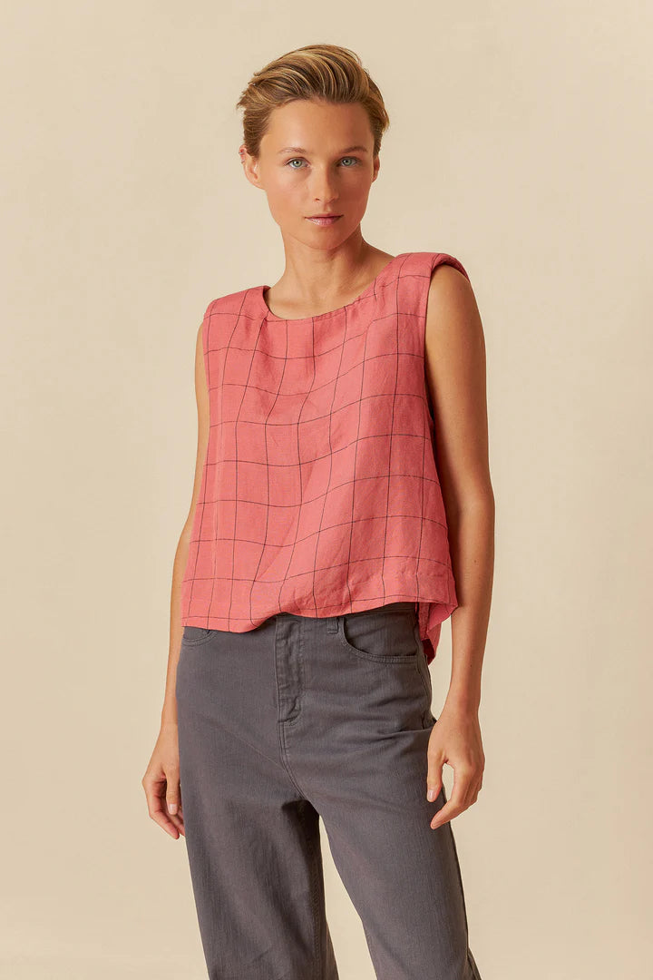 Coral Grid Top