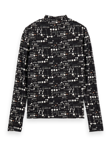 All Over Printed Mock Neck In Moon Gardening