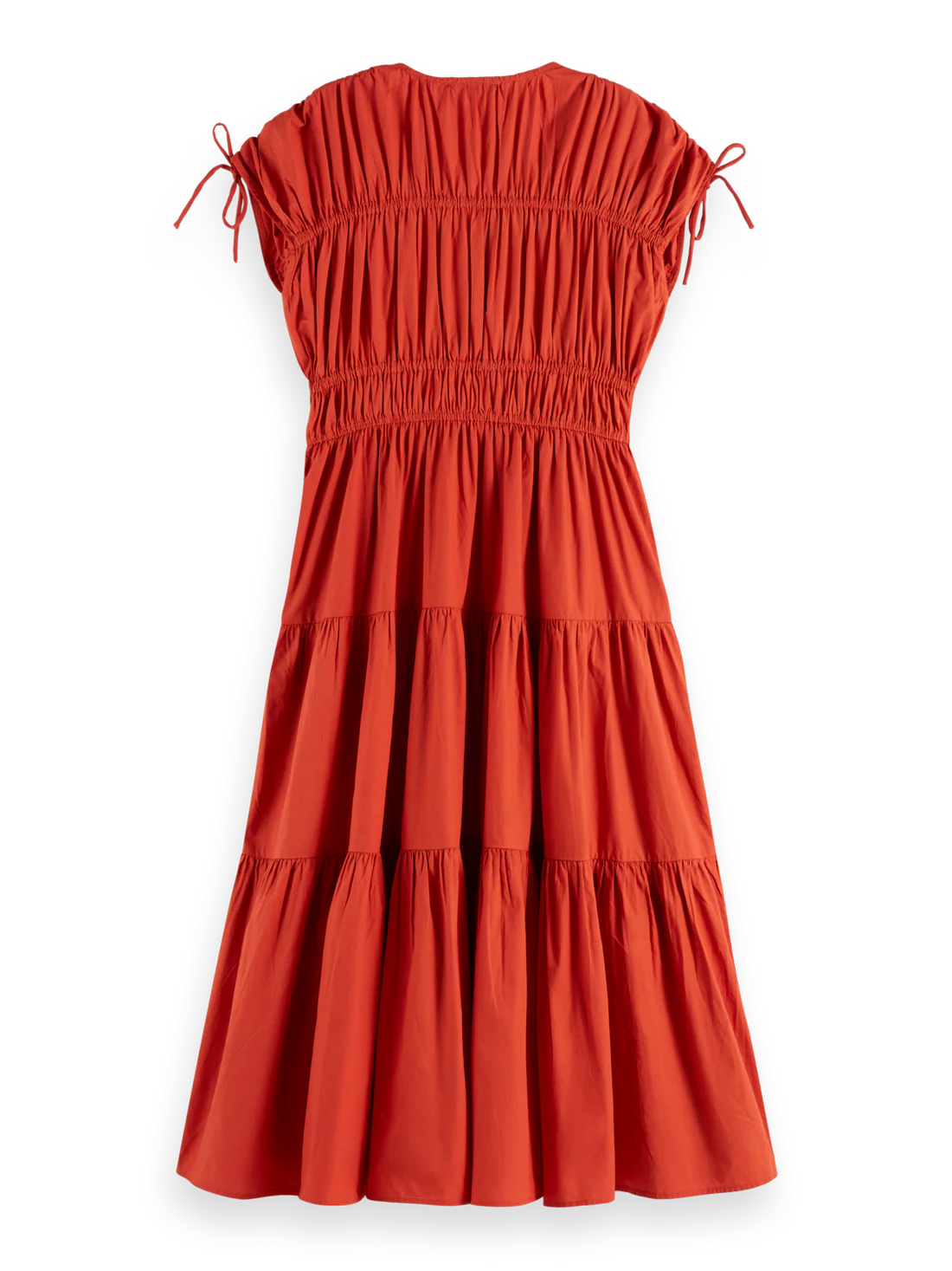Gathered Midi Dress In Ketchup