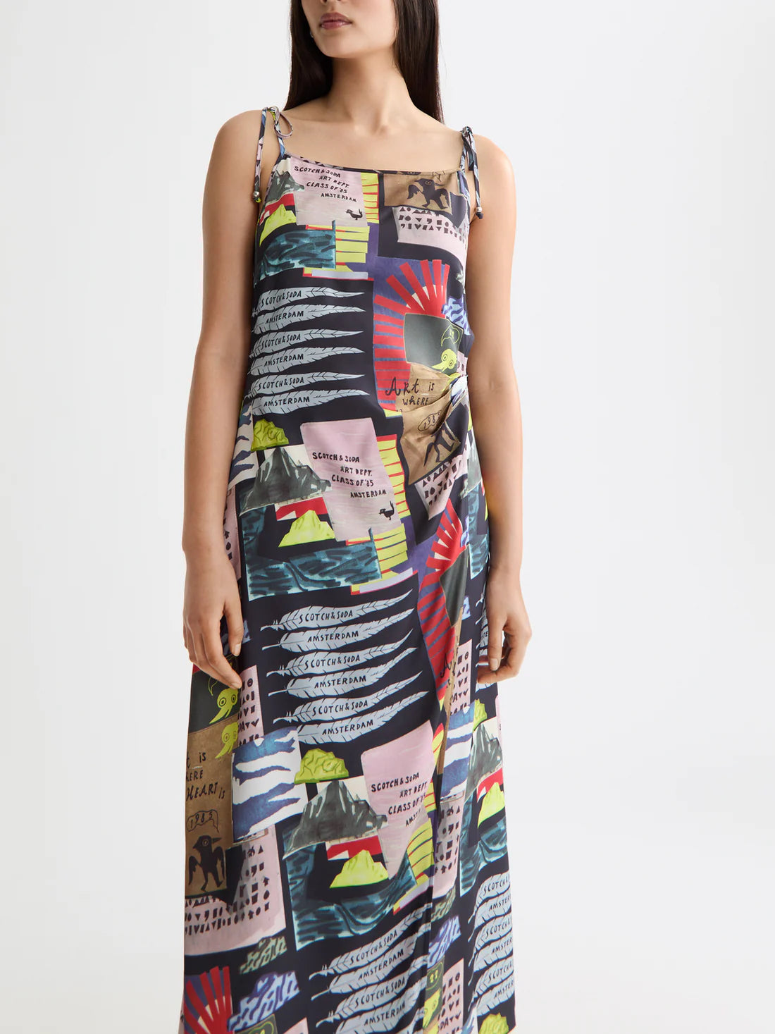 Midi Slip Dress In Art Department Collage