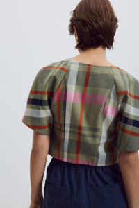 Mavia Top In Pink Tartan
