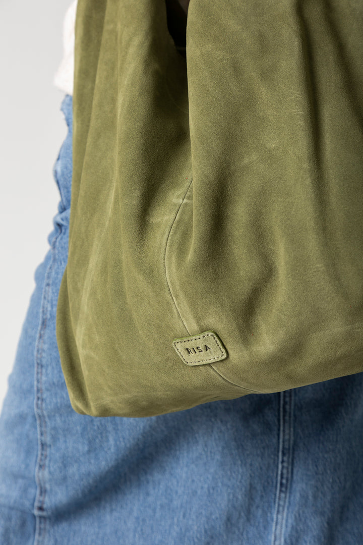 Knot Suede Tote In Olive