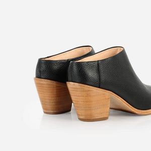 The Heeled Mule In Black Pebble