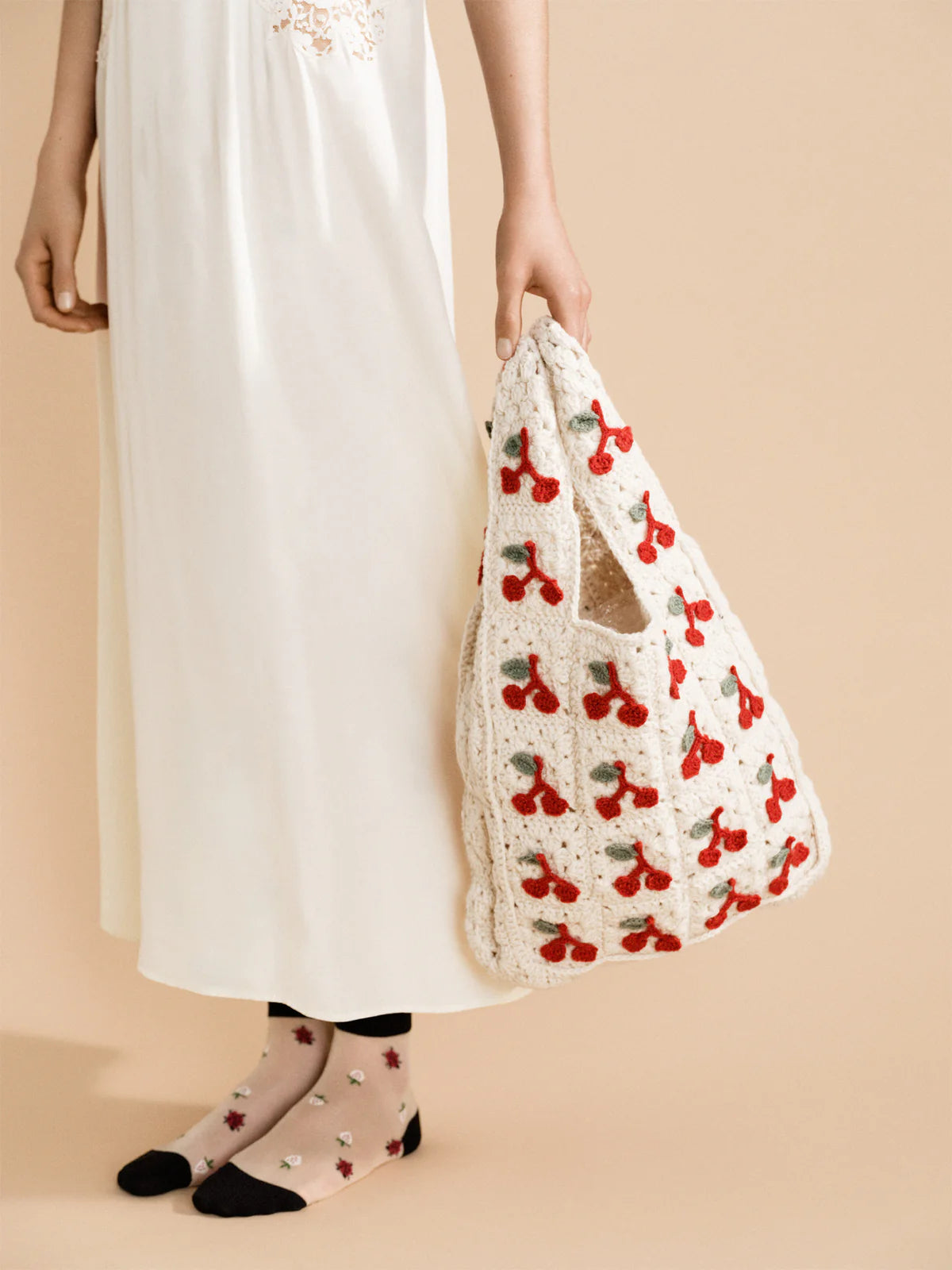 Cherries Crochet Shopper Bag