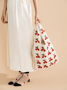 Cherries Crochet Shopper Bag