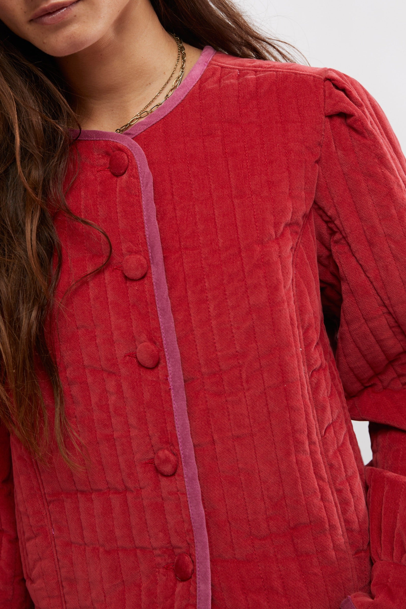 Natalia Sweetheart Jacket In Red Velvet