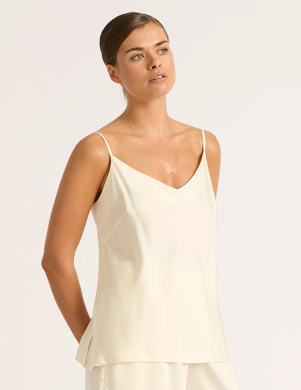 Vegan Silk Sleep Cami In Pearl