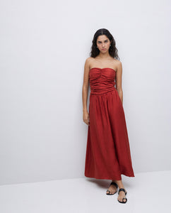 Long Draped Dress In Terracotta