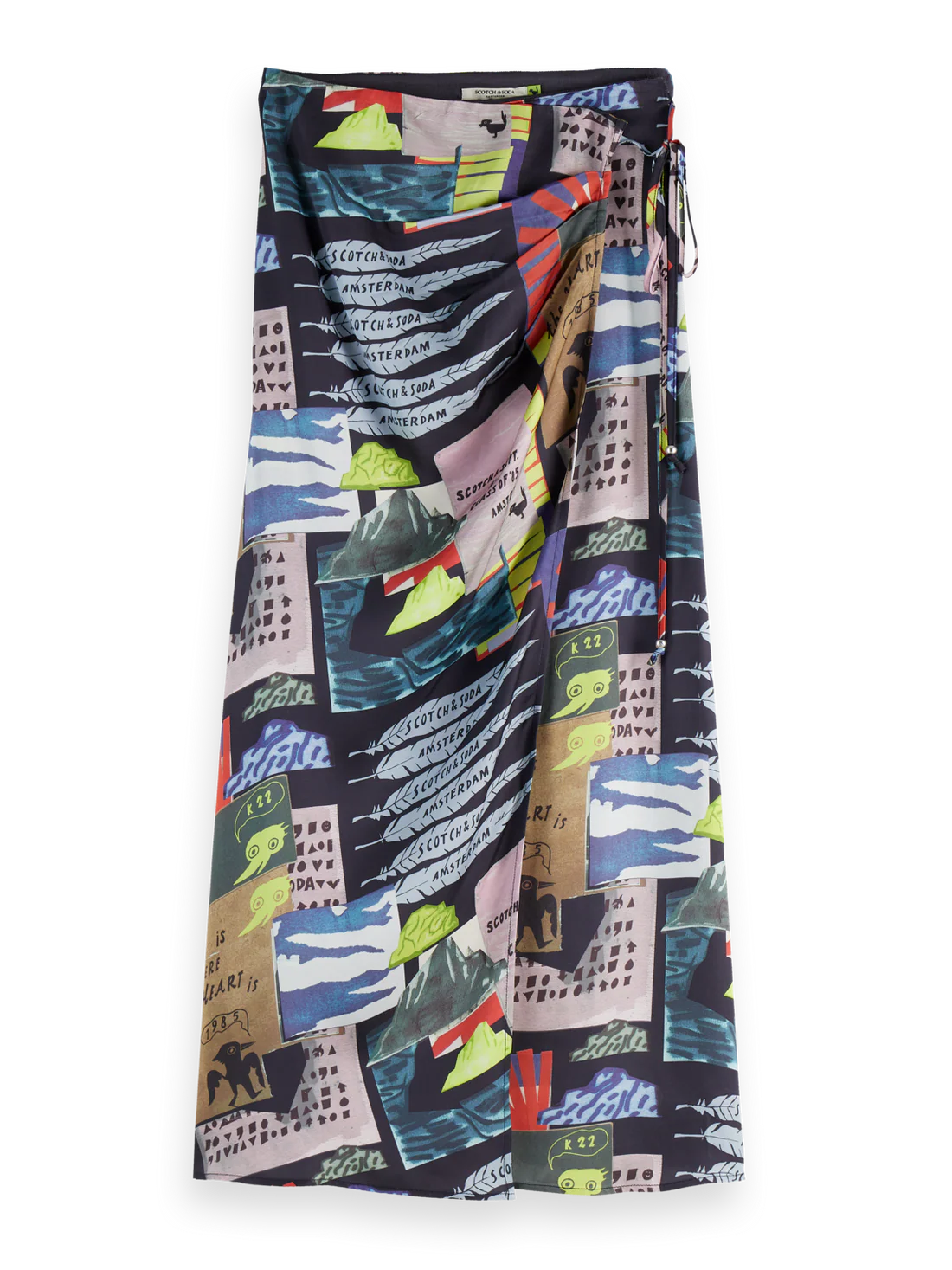 Midi Wrap Skirt In Art Department Collage