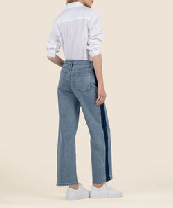 Charlotte High Rise Wide Leg Denim In Shadow Stripe