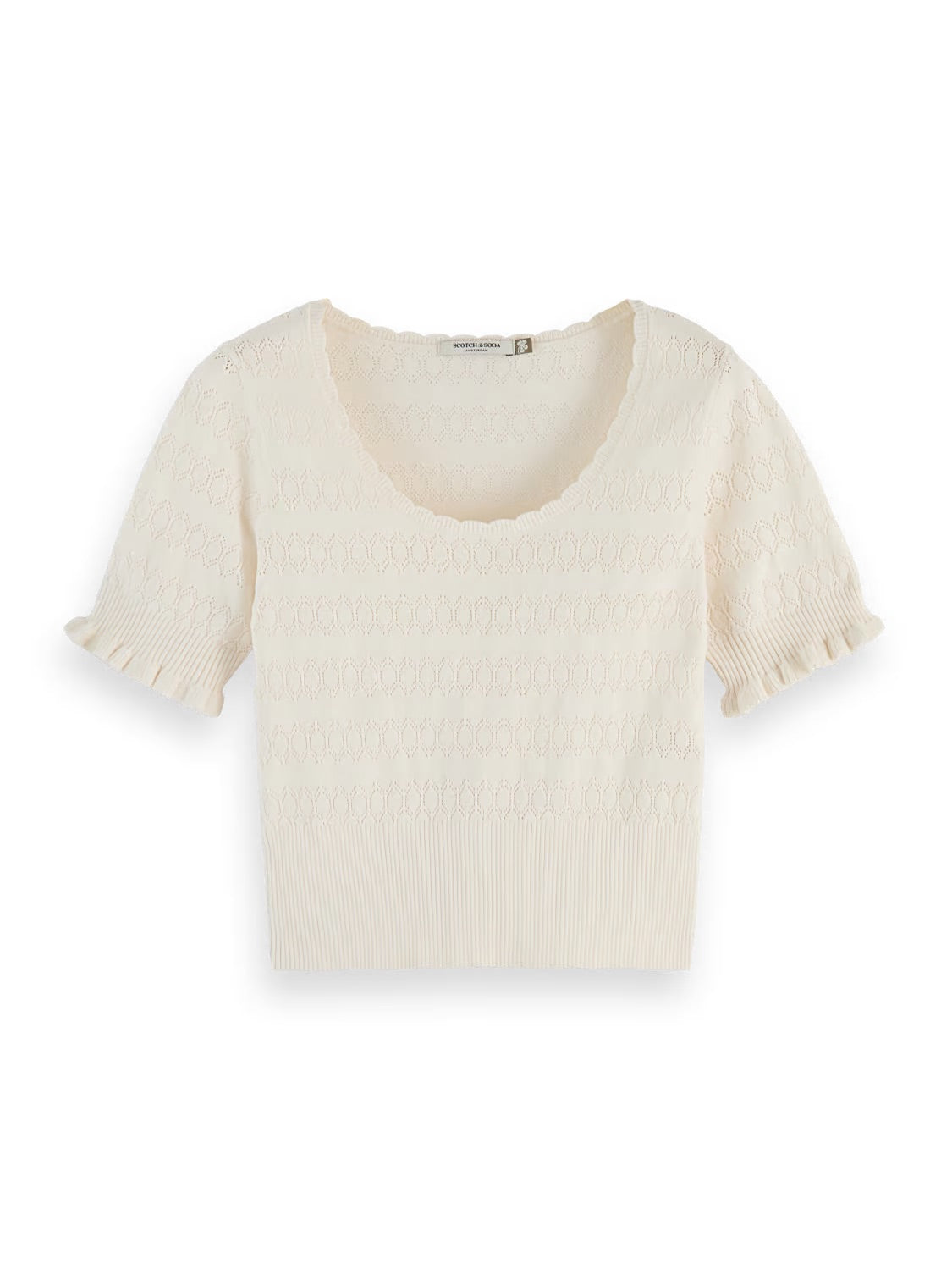 Pointelle Stitch Knit Top In Soft Ice