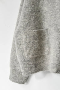 Alpaca Front Zip Sweater In Light Grey