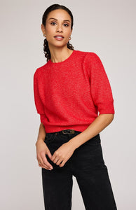 Marisol Knit Top In Heather Red