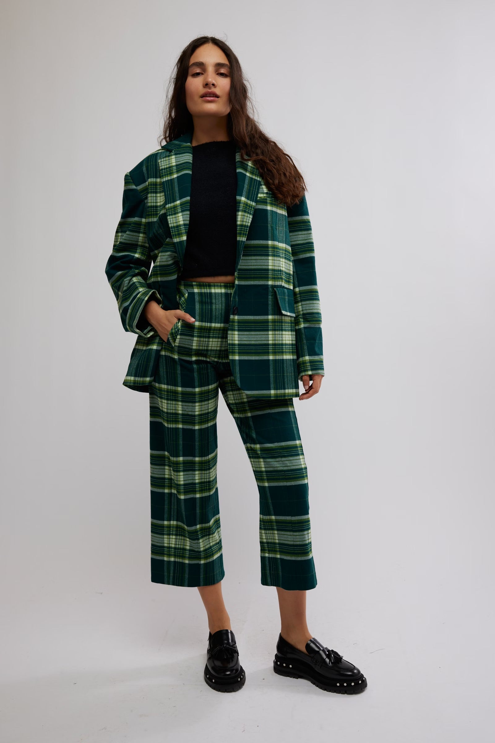 Acadia Trouser In Green Plaid