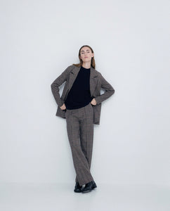 Nagore Plaid Pant In Chocolate