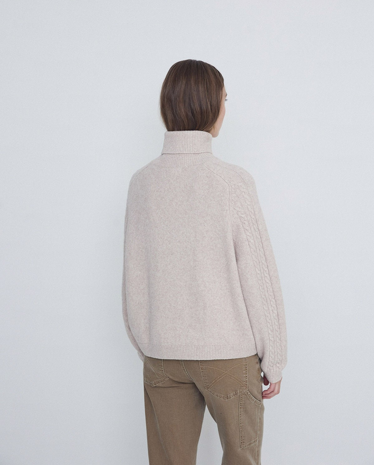 Nina Cable Turtleneck In Stone